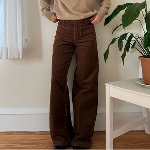 Oat New York Stretch Cotton High Rise Corduroy Wide Leg Brown Pants Size 0 / 25
